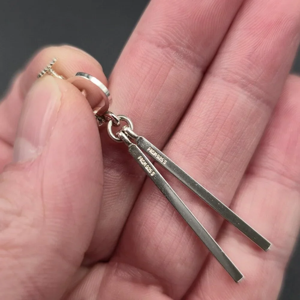 Sterling Silver Bright Double Bar Screw On Earrings A6432